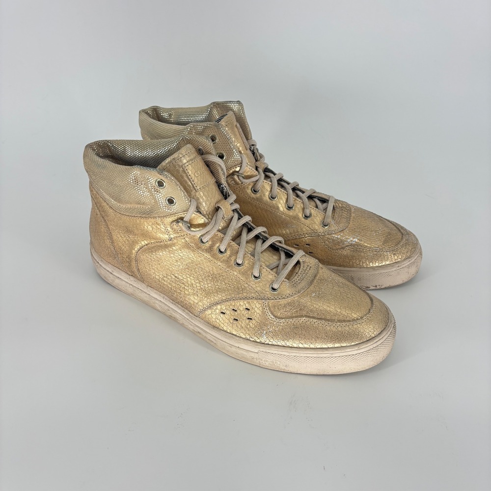 Diesel Moonlight Invasion Top Sneakers Gold Men Size 11 Leather High Top Lace Up